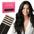 WENNALIFE Tape in Hair Extensions Human Hair Natural Black Tape in Extensions, 10pcs 25g 14 inch Remy Invisible Tape Ins Straight Colored Soft Real Human Hair Tape in Extensions Refill Set Extensions