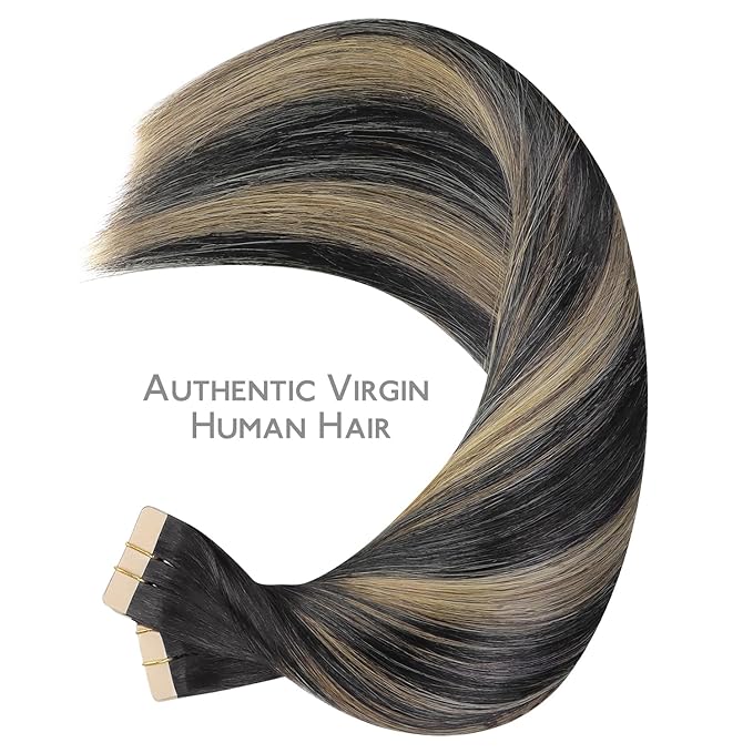 WENNALIFE Tape in Hair Extensions Human Hair, 40pcs 100g 18 inch Balayage Natural Black to Light Blonde Hair Extensions Real Human Hair Straight Tape in Extensions Invisible Human Hair Extensions