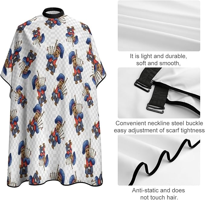 Extra Large Hair Cutting Cape, Scottie Dog with Bagpipes Dyeing Salon Apron Haircut Gown for Hair Cutting Styling