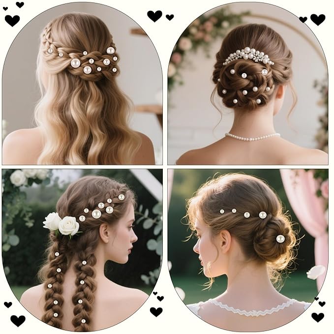 NEBURORA 36 Pcs Wedding Pearl Hair Pins U Shape Pearl Hair Accessory for Brides Bridesmaids Women Gold