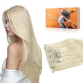 DOORES Hair Extensions Clip in Human Hair Platinum Blonde 20 Inch 120g 7pcs Clip in Real Human Hair Extensions Natural Human Hair Extensions Straight Thick