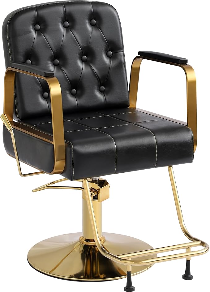 KIGOTY Salon Barber Chair, Reclining Salon Chair for Hair Stylist, Adjustable Hair Salons Tattoo Braiding Hairdresser Chair, 360 Swivel Stylist Chairs for Barbershop (Modern Black)