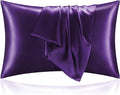 BEDELITE Satin Pillowcase with Zipper, Plum Purple King Size Pillow Cases Set of 2, Super Soft and Cooling Similar to Silk Pillow Cases, Gift for Women Men(20x36 Inches)