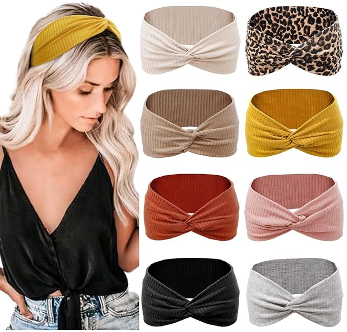 Tobeffect Headbands for Women Non Slip for Short Hair. Yoga Workout Running Sport Elastic Hair Bands for Women's Hair Twist Turban Hair Wrap for Girls