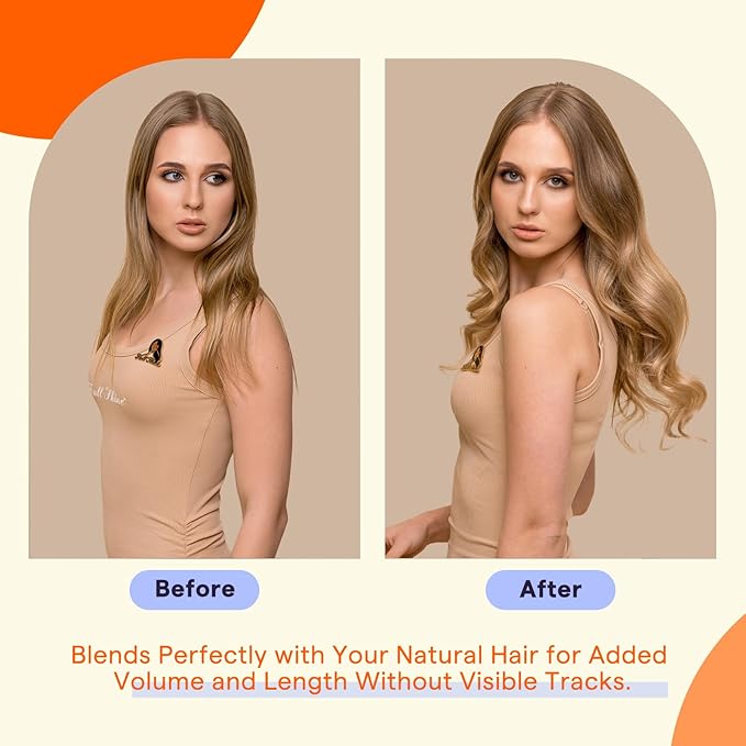 Full Shine Hair Extensions Real Human Hair Tape in 14 Inch Balayage Color 10 Brown Fading to 14 Golden Blonde Seamless Skin Weft Human Hair Tape in Extensions 20PCS 50 Grams Remy Brazilian for Women