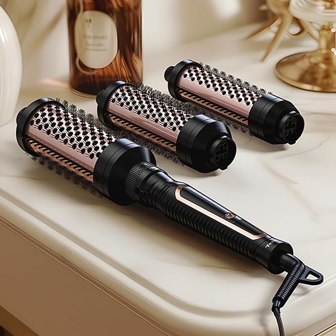 Terviiix PRO Thermal Brush Set for Voluminous Style, Non-blowing Heated Round Brush with Adjustable Temp, 3-in-1 Curling Brush with Detachable Head(1.25'',1.5'',1.77''), 20S Fast Heating with Dual MCH