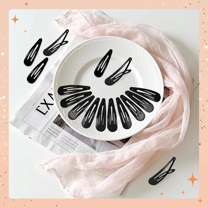 2 Inch Black Hair Clips Barrettes Metal Snap Clips for Women Durable Water Drop Ideal Hair Accessories for Hairdressing Wedding and Everyday Use 20 pcs