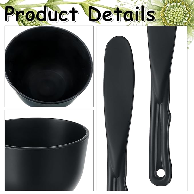 2 Pieces Rubber Facial Mask Mixing Bowl With Plastic Spatula Face Mask Bowl Silicone Mud Masks DIY Skin Care Cosmetic Mixing Tool For Home Beauty Salon Use, Black