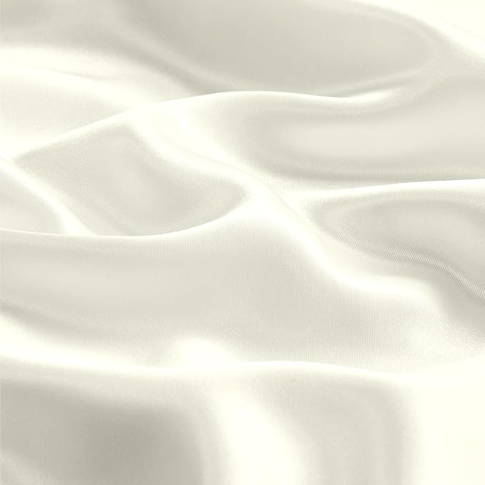BEDELITE Satin Pillowcase with Zipper, Ivory King Size Pillow Cases Set of 2, Super Soft and Cooling Similar to Silk Pillow Cases, Gift for Women Men(20x36 Inches)