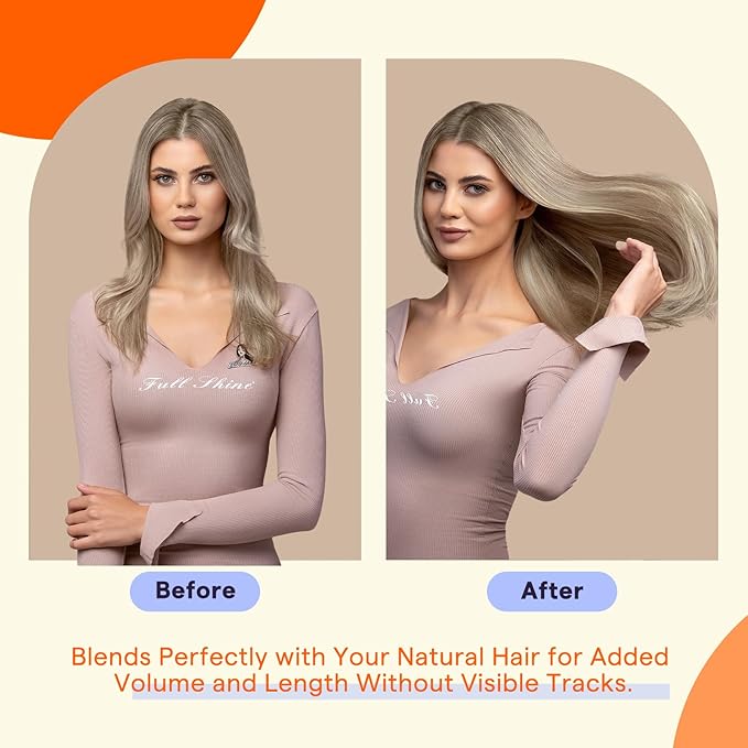 Full Shine Tape in Extensions Real Human Hair Color 19/8/60 Brown and Blonde Ombre 20PCS Invisible Double Sided Seamless Human Hair Extensions Tape in 30g 12 Inch Natural Straight Hair for Party