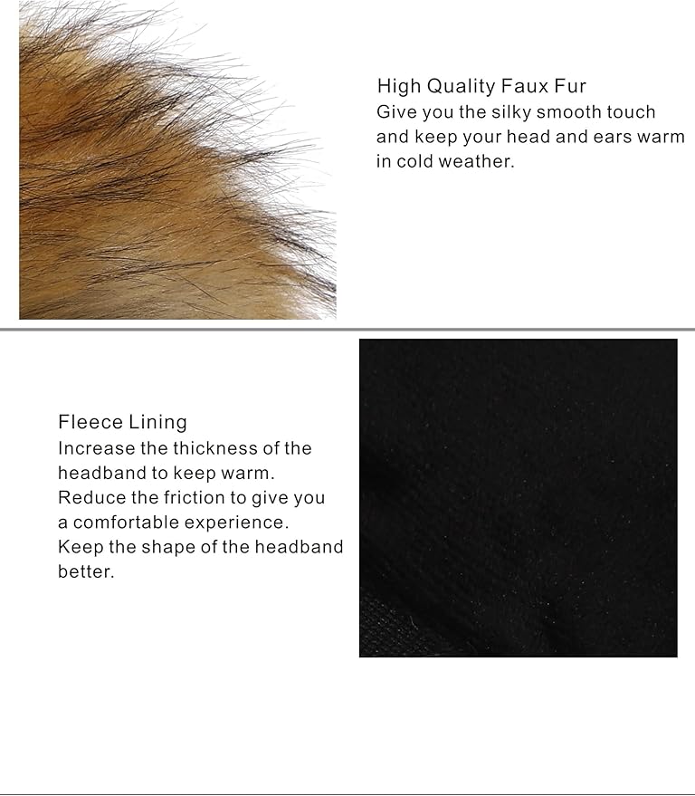 Faux Fur Headband for Women Winter Earwarmer Earmuff with Elastic