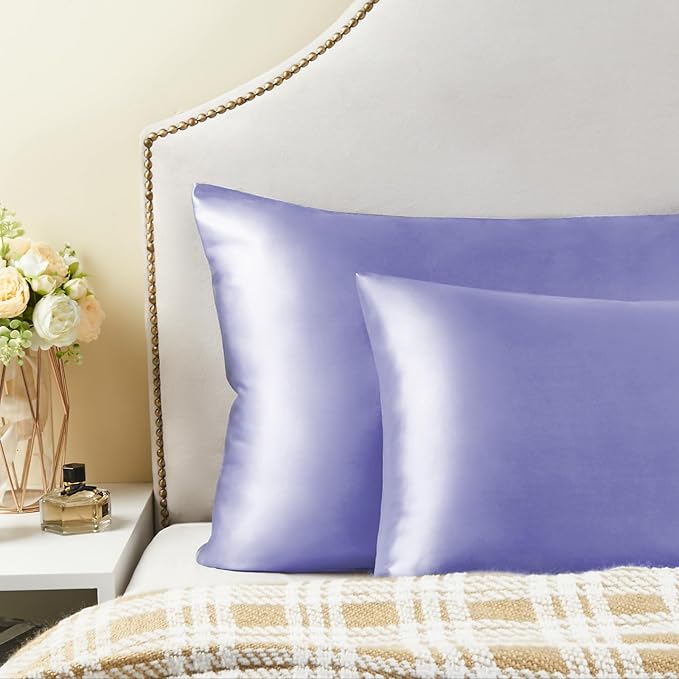 BEDELITE Satin Pillowcase for Hair and Skin, Super Soft Similar to Silk Pillow Cases 4 Pack with Envelope Closure, Cooling Pillowcases for Women Men (20"x36" King Size, Lilac)