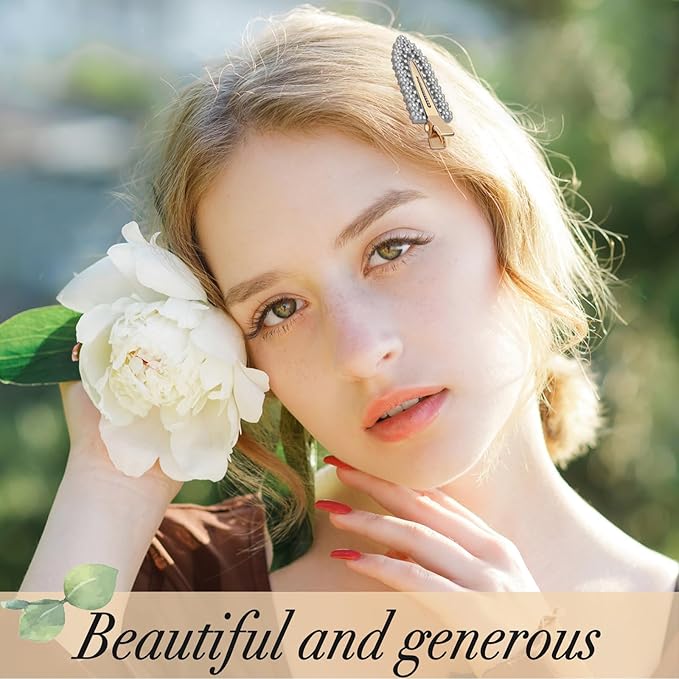 2PCS Rhinestone Hair Clips,Snap Hair Accessories,Decorative Hair Clips,Rhinestone Barrettes For Women Girls(SET21)