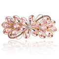 Large Gorgeous Rhinestone Hair Barrette for Women, Flower Jewelry Design (Pink)