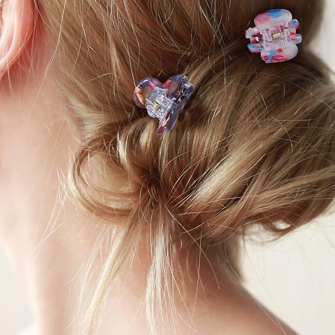 Cobahom Mini Hair Clips and Hair Claws for Women & Girls - Acrylic Jaw Clamps in Flower Colors for Hair Styling