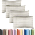 Queen Pillow Cases Set of 4 - Ultra Soft Hotel Quality Pillowcase Covers - Comfy, Cozy & Wrinkle Free - Shrinkage & Fade Resistant - Machine Washable Pillow Protectors - 4 Piece Set - Beige Stripes 2