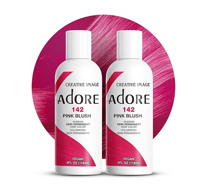Adore Semi Permanent Hair Color (142 Pink Blush) | Vegan & Cruelty-Free Pink Hair Dye | No Ammonia, No Peroxide, No Alcohol | 4 Fl Oz Each (Pack of 2)