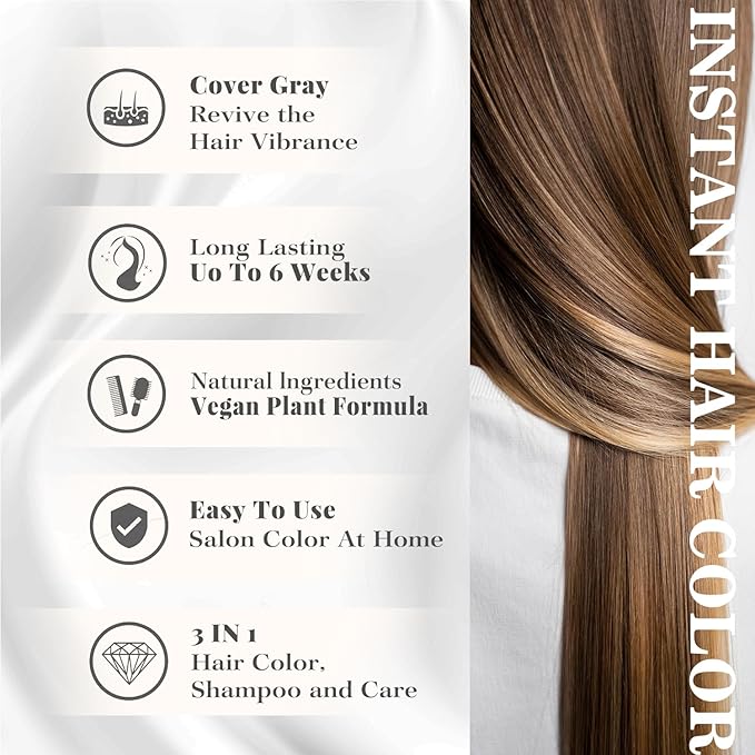 Natural Color Hair Dye Shampoo 3 IN 1, Instant Hair Coloring, Gray Coverage for Men & Women, Beard Dye Vegan Ammonia Free & Paraben-Free, Champú Para Canas Mujer & Hombre (DARK BLONDE)