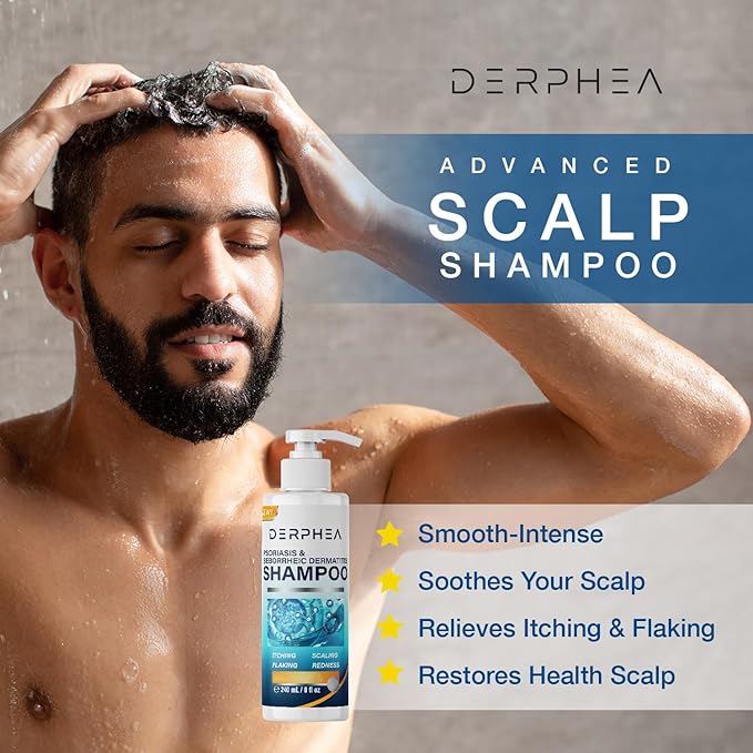 Psoriasis & Seborrheic Dermatitis Shampoo with 2% Salicylic Acid: Dandruff Scalp Treatment, Soothes Flaking, Itching, Redness, Anti Fungal Medicated Formula with Botanical Folliculitis Support