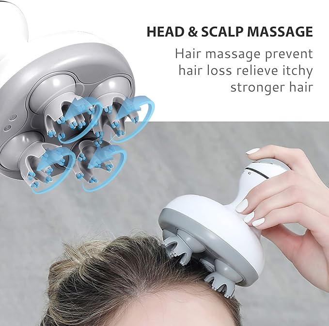 COMFIER Electric Cordless Hair Scalp Massager with Kneading 84 Massage Nodes, Handheld Portable Head Scratcher Massager for Hair Growth, Deep Clean and Stress Relax, Gifts for Men Dad