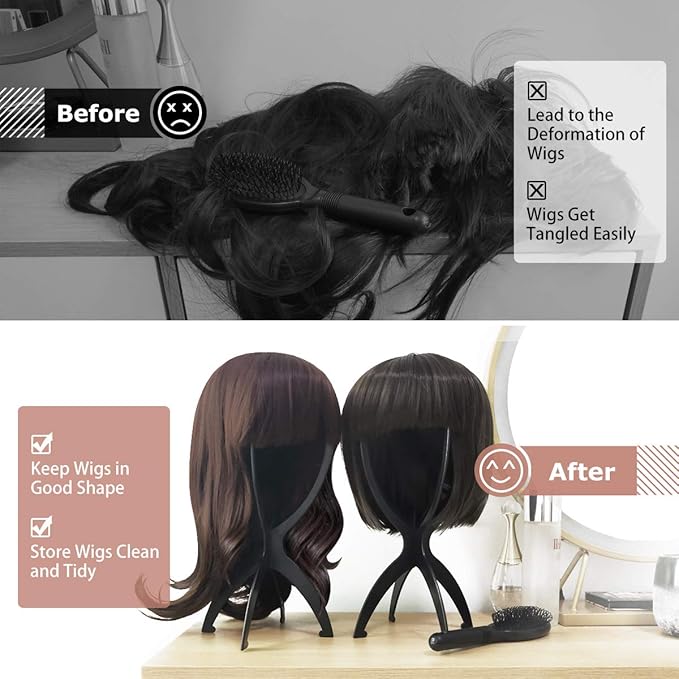 Dreamlover Wig Head Stand for Travel, 2 Packs