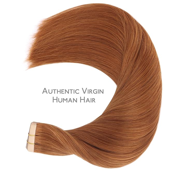 WENNALIFE Tape in Hair Extensions Human Hair, 20pcs 40g 12 inch Dirty Ginger Remy Hair Extensions Straight Human Hair Tape in Extensions Skin Weft Tape Extensions Human Hair