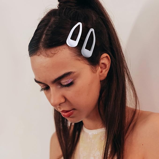 Small Hair Barrettes For Women No Slips Metal Snap Clips For Thin And Fine Hair,Matte Black Gray White,20 PCS,1.97 x 0.5 Inch.