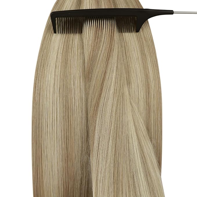 YoungSee Nano Beads Hair Extensions Blonde Nano Ring Hair Extensions Warm Ash Blonde Highlights Bleach Blond Nano-Ring Hair Extension Human Hair Blond Nano-Tip Hair Extension for Daily 14in 50s 50g
