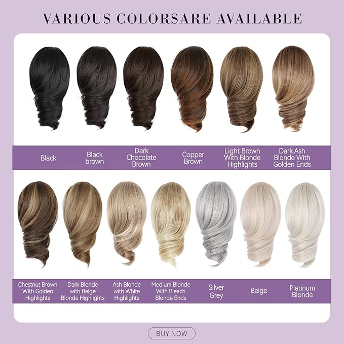 Clip on Ponytails for Women - 12 Inch Curly Ponytail Extension, Wavy Pony Tails Hair Extensions, Synthetic Hair Extensions Ponytail, Clip in Ponytail (Color: Ash Blonde with White Highlights)