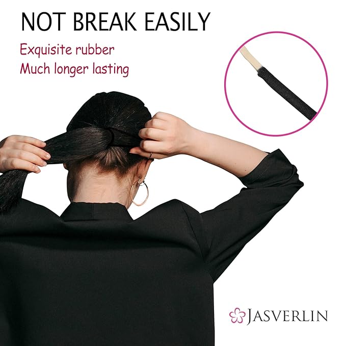 Small Hair Elastics, Black Hair Ties Ponytail Holder Fine Thin Medium Hair No Pull Long Lasting Braid Hair Styling Rubber Bands for Women 8-14 Girl Men 2mm 80 Pieces (Black)