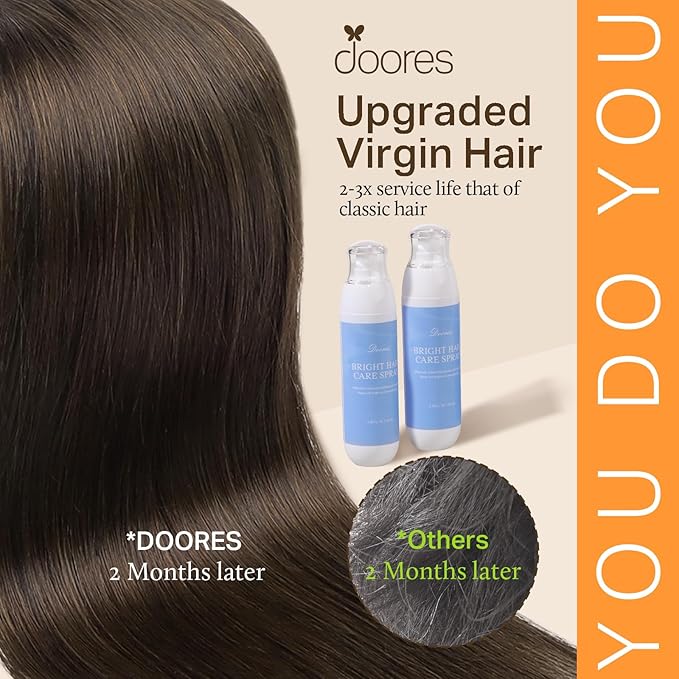 DOORES Clip in Hair Extensions Remy, Light Dark Brown 14 Inch 120g 7pcs, Real Human Hair Extensions Clip in Straight Remy Weft