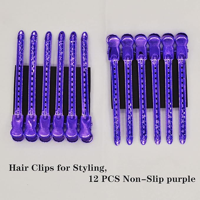 12 Pcs Metal Duckbill Hair Clips for Hair Sectioning Alligator Hair Clips for Styling Dividing Duck Bill Clips with Anti-Slip Holes Salon Barber Styling Tools