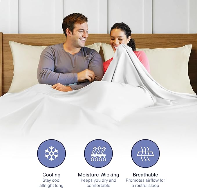 Kickoff Viscose Bamboo Pillowcase, King, Set of 2, 100% Organic Hidden Zippered Viscose Bamboo Pillow Case King Size, Cooling Pillow Cover for Hot Sleepers (20"x40", Buttercream)