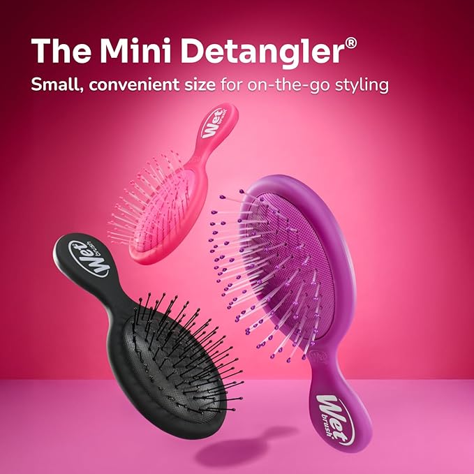 Wet Brush Mini Detangler Hair Brush for Gentle Knot Removal, Compact Travel Size, Soft Bristles for Pain-Free Detangling, Less Breakage, Works on All Hair Types, Limited Edition, Prismatic Glow Green