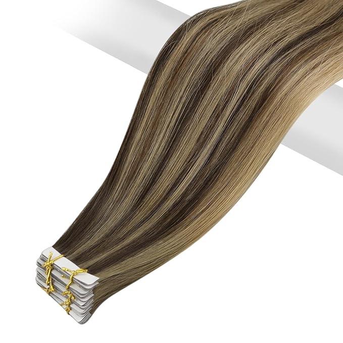 Full Shine Injected Tape in Hair Extensions 5Pcs Machine Remy Virgin Tape in Extensions Color BM Brown Seamless Invisible Extension 14 Inch Injection Human Hair Extension 10Gram Add Volume