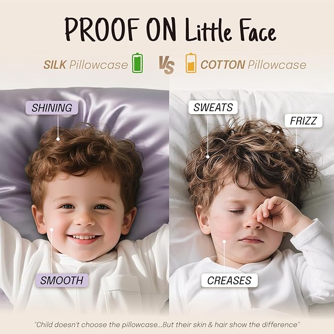 OLESILK 100% Mulberry Silk Toddler Pillowcase for Hair and Skin, Both Sides 19 Momme Pure Natural Silk Travel Pillow Cases with Hidden Zipper, 13"x 18", Pink