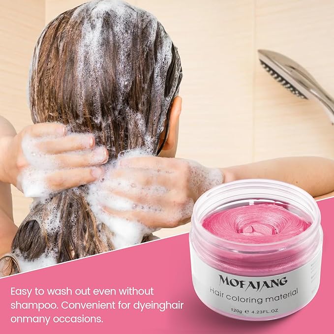 SOVONCARE Light Pink Temporary Hair Color Wax Washable Hair Dye for Men & Women, All-Day Hold Disposable Hair Styling Clays for Party, Cosplay & Daily 4.23 oz
