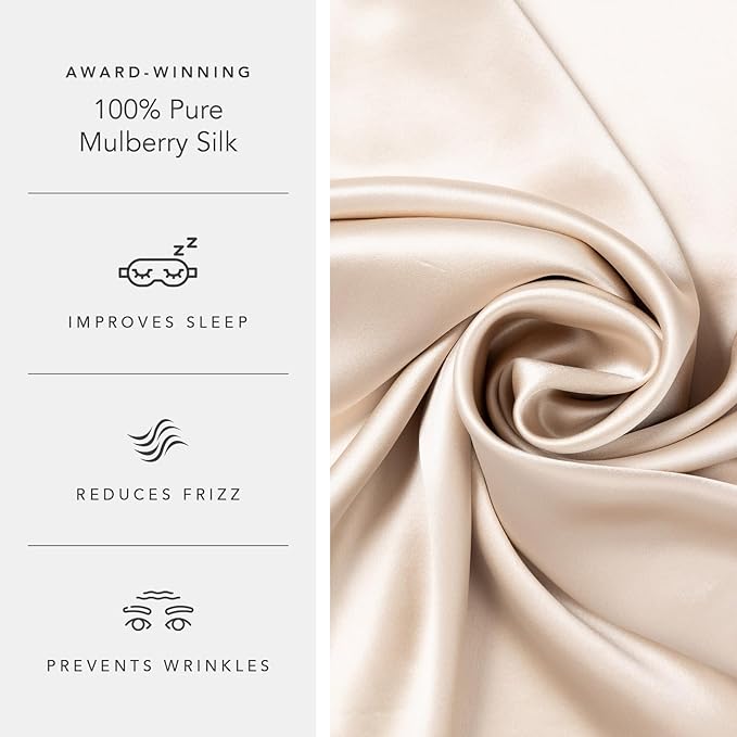 Fishers Finery 25mm 100% Pure Mulberry Silk Pillowcase 2 Pack (Taupe Queen 2 Pack)