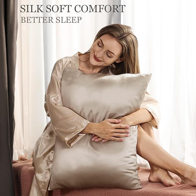 Adubor 100% Silk Pillowcase - Mulberry Silk Pillow Cases, 23 Momme 6A Grade Fibers, Silk Pillow Case for Hair and Skin Health, with Hidden Zipper (Standard 20''×26'', Apricot, 1PC)
