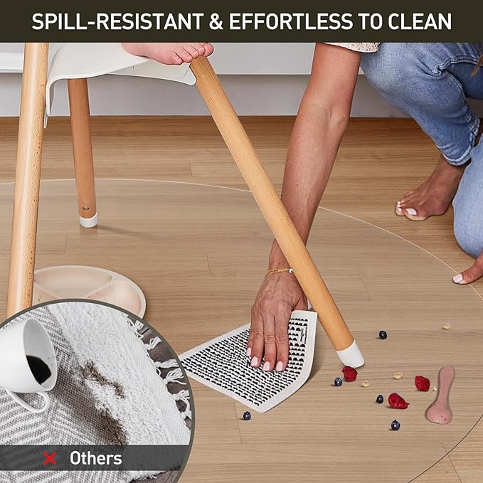 Clear Plastic Floor Mat for Under Dining Table, 4ft Round No Slip Waterproof Vinyl Area Rug for Home, Anti-Spill Hard Floor Protector Cover for Living Room, Splat Mat for Under High Chair