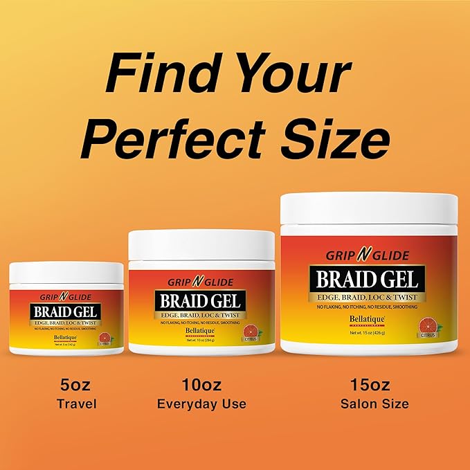 GRIP N GLIDE Braiding Gel Maximum Hold for LOC & Twist - No Flaking, No Whitening, Fast Drying, High Shine, Cool & Refreshing, Long Lasting Hold (5 oz)