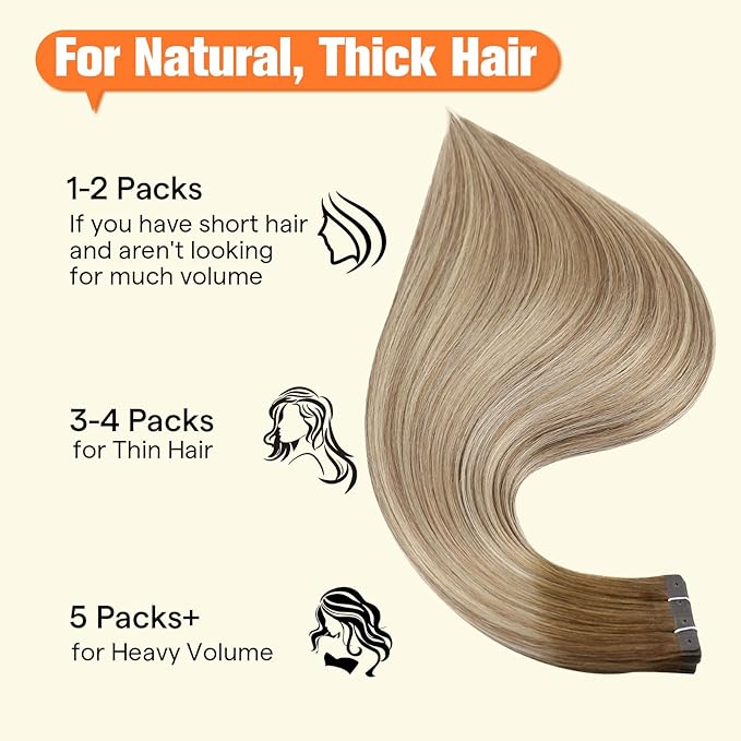 Full Shine Tape in Hair Extensions Human Hair Color 3/8/22 Dark Brown to Ash Brown and Blonde 22Inch 50G 20PCS Tape in with Holes Tape Extensions Human Hair Glueless Invisible Soft Remy