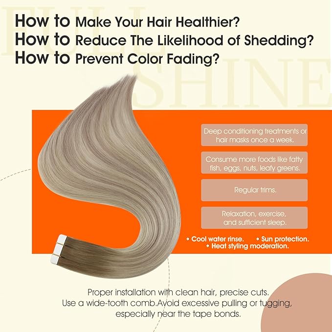 Full Shine Tape in Hair Extensions Human Hair 12Inch Balayage 8 Ash Brown Ombre 18 Ash Blonde And 60 Platinum Blonde Tape in Extensions Invisible Straight Hair 30G 20Pcs Double Sided Tape Remy Hair