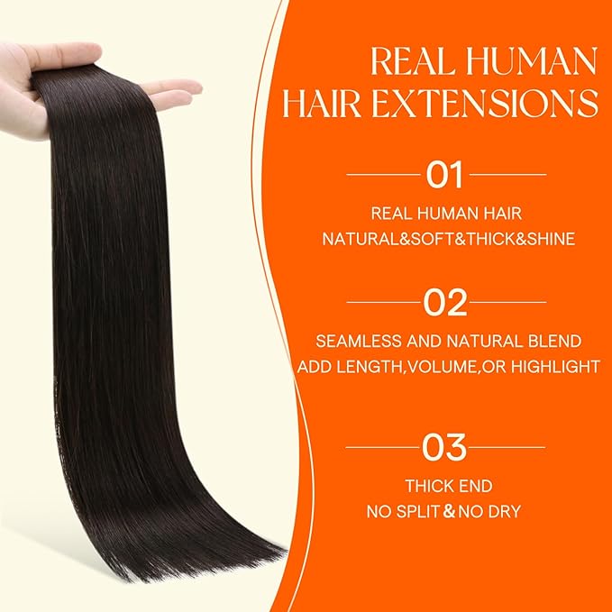 Full Shine Seamless Injection Tape in Hair Extensions Color 2 Dark Brown Insert Injected Tape in Extensions 20 Inch Seamless Skin Weft Real Human Hair 20 Pcs 50 Grams for Women Silky