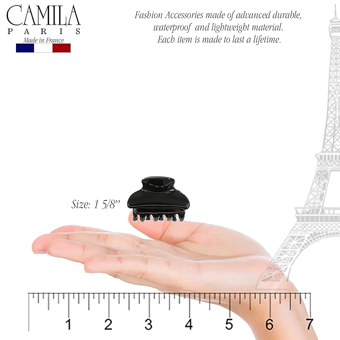 Camila Paris CP3554 French Hair Clip for Women, Small, Black 1.5 Inch Girls Hair Claw Clips Jaw Fashion Durable Styling Hair Accessories for Women, Strong Hold No Slip Grip, Made in France
