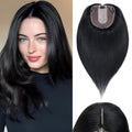 Rich Choices Hair Toppers for Women Real Human Hair 100% Human Remy Toppers NO Bangs for Women with Thinning on Top Clip in Hairpiece 4"x4.7"Lace Base 14 Inch #1 Jet Black