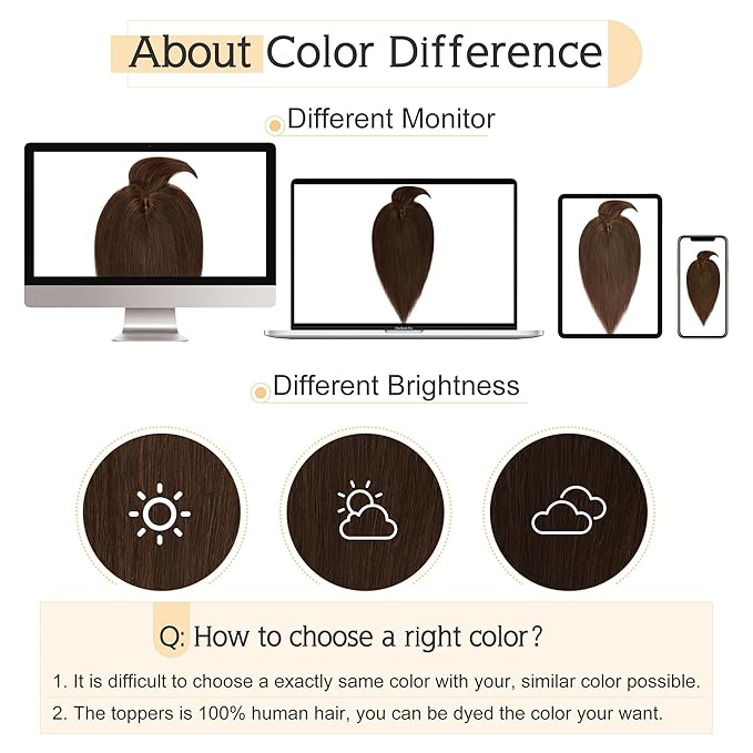 SEGO Hair Toppers for Women Real Human Hair With Bangs, 7 * 13CM Silk Base 100% Remy Human Hair Clip in Top Wiglet Hairpieces Add Volume -16 Inch Medium Brown