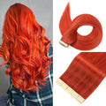 Tape in Hair Extensions Human Hair 12 Inch Human Hair 20Pcs Copper Red Remy for Women Invisible Tape in Hair Extensions Real Human Hair
