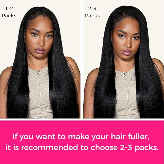Lashey Seamless Clip in Hair Extensions Human Hair #1 Jet Black Light Yaki Straight Clip in Hair Extensions Real Human Hair 7pcs 110g 24 Inch PU Weft Natural for Women
