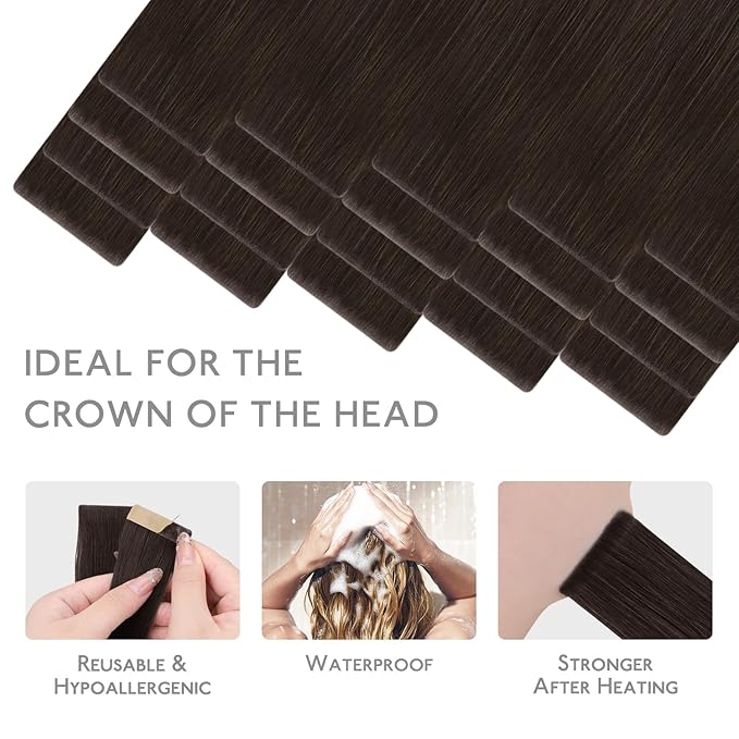 WENNALIFE Invisi Edge Tape in Hair Extensions Human Hair, 18 Inch 50g 20pcs Light Dark Brown Invisible Luxury Remy Hair Extensions Natural Seamless Injected Tape Ins Straight Extensiones De Cabello Hu